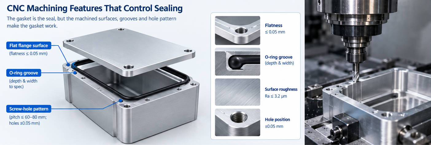 CNC machining features that control the sealing performance of an aluminum enclosure