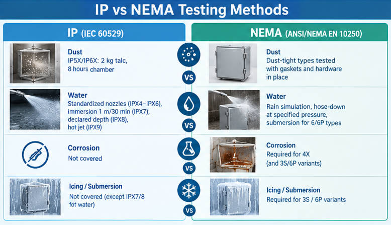 IP vsNEMA Testing Methods